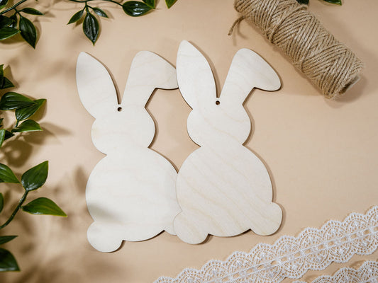 Easter Bunny shapes, Unfinished wood cutouts. Package of bunnies, laser cut wooden rabbit