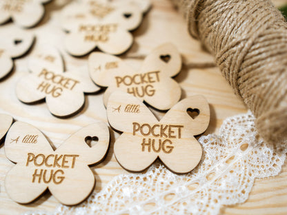 Pocket hugs tokens, little butterfly hug token, pocket hug wooden, sweet cute engraved love thank you gift, wood talisman, mascot